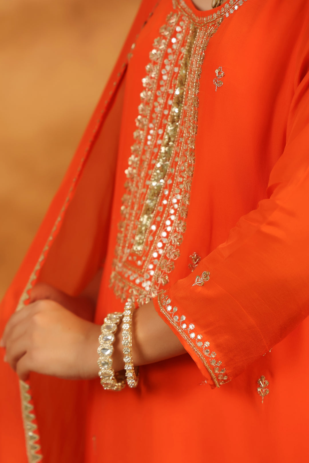 Avanti Orange crepe suit set