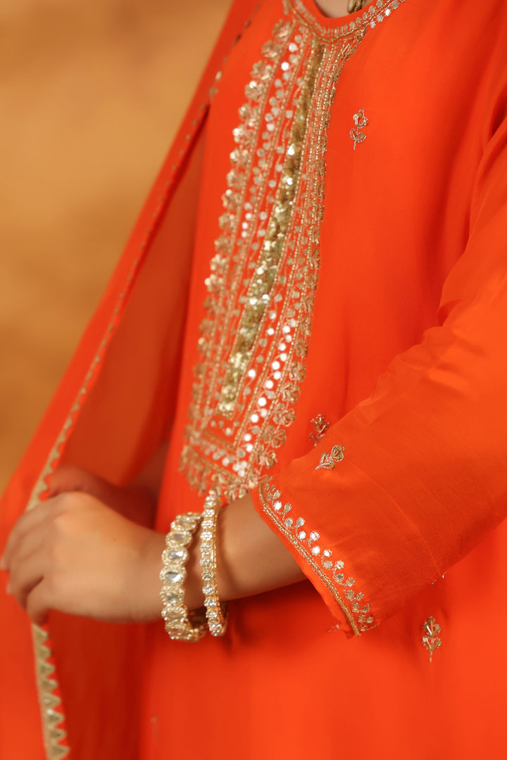 Avanti Orange crepe suit set