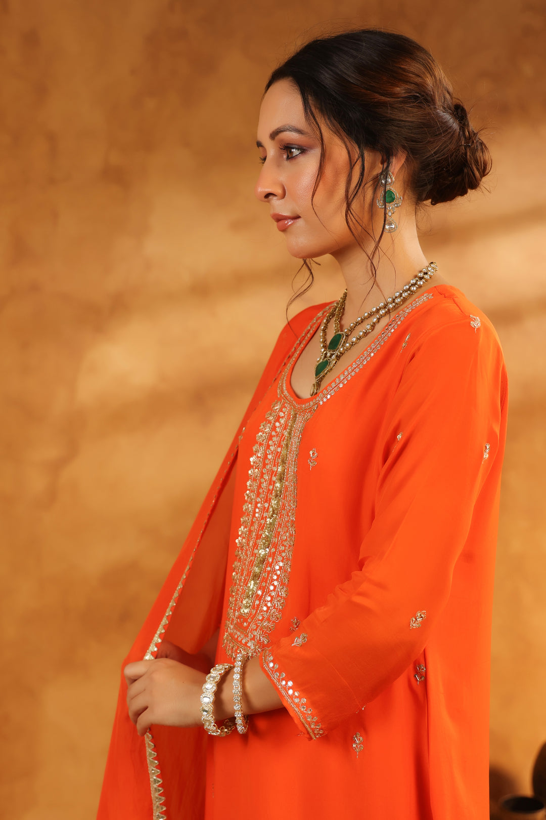 Avanti Orange crepe suit set