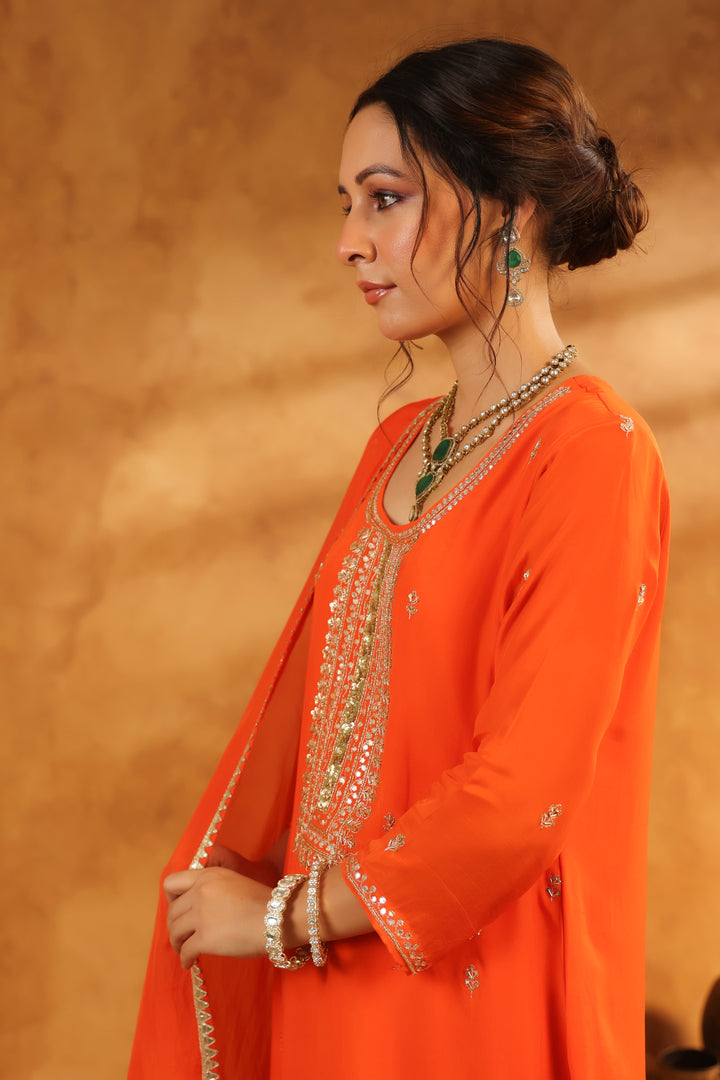 Avanti Orange crepe suit set