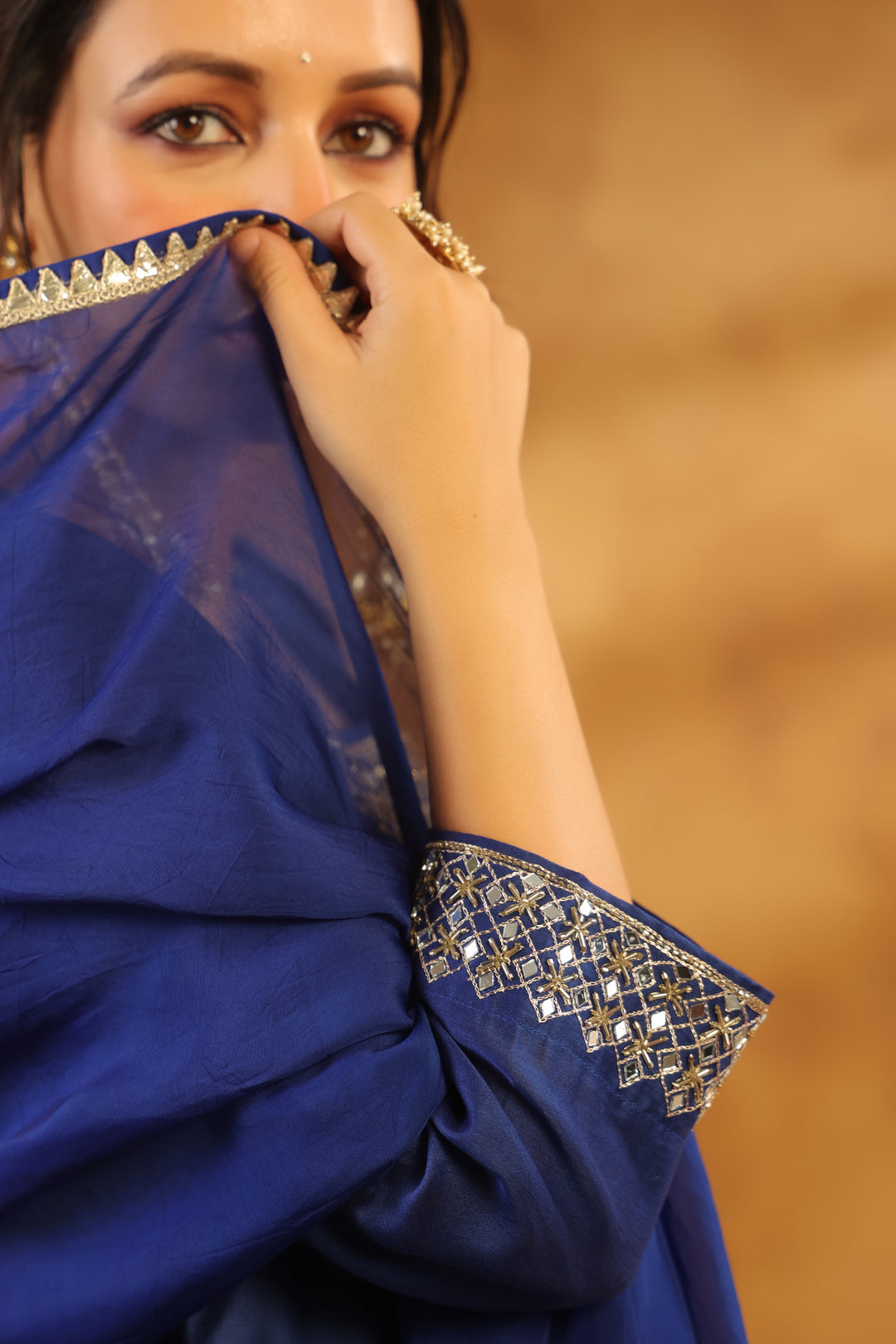 Purna blue chanderi suit set