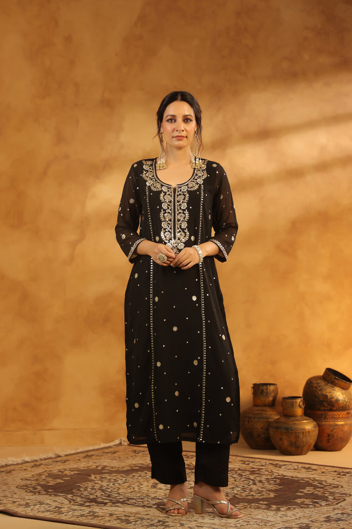 Lalita Black Georgette suit set