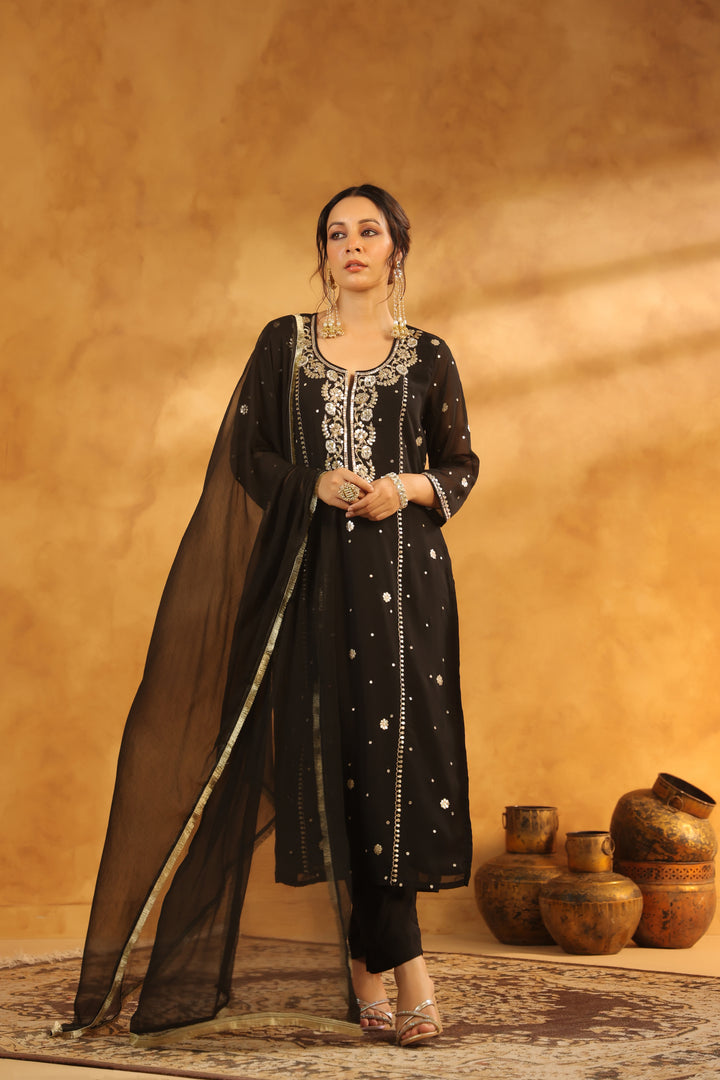 Lalita Black Georgette suit set
