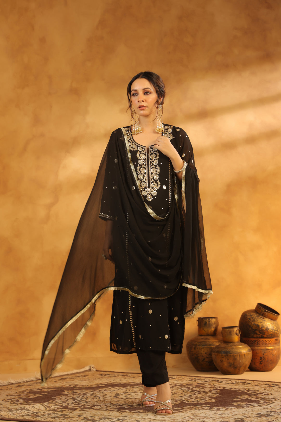 Lalita Black Georgette suit set