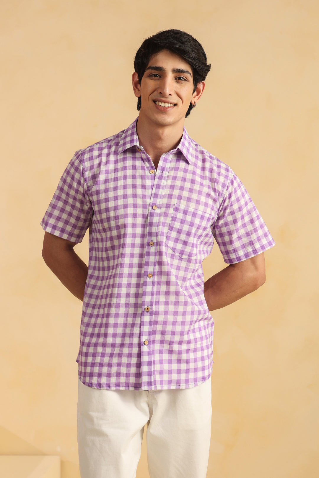 Purple Checks Half Sleeve Shirt
