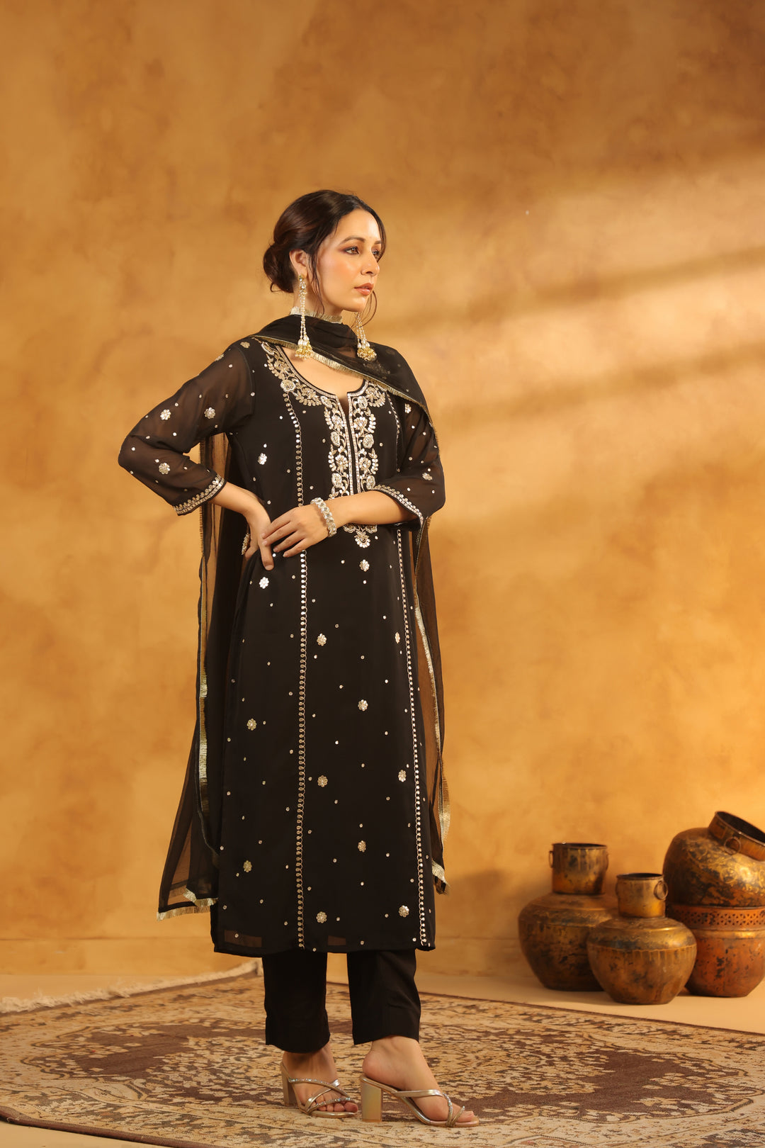 Lalita Black Georgette suit set