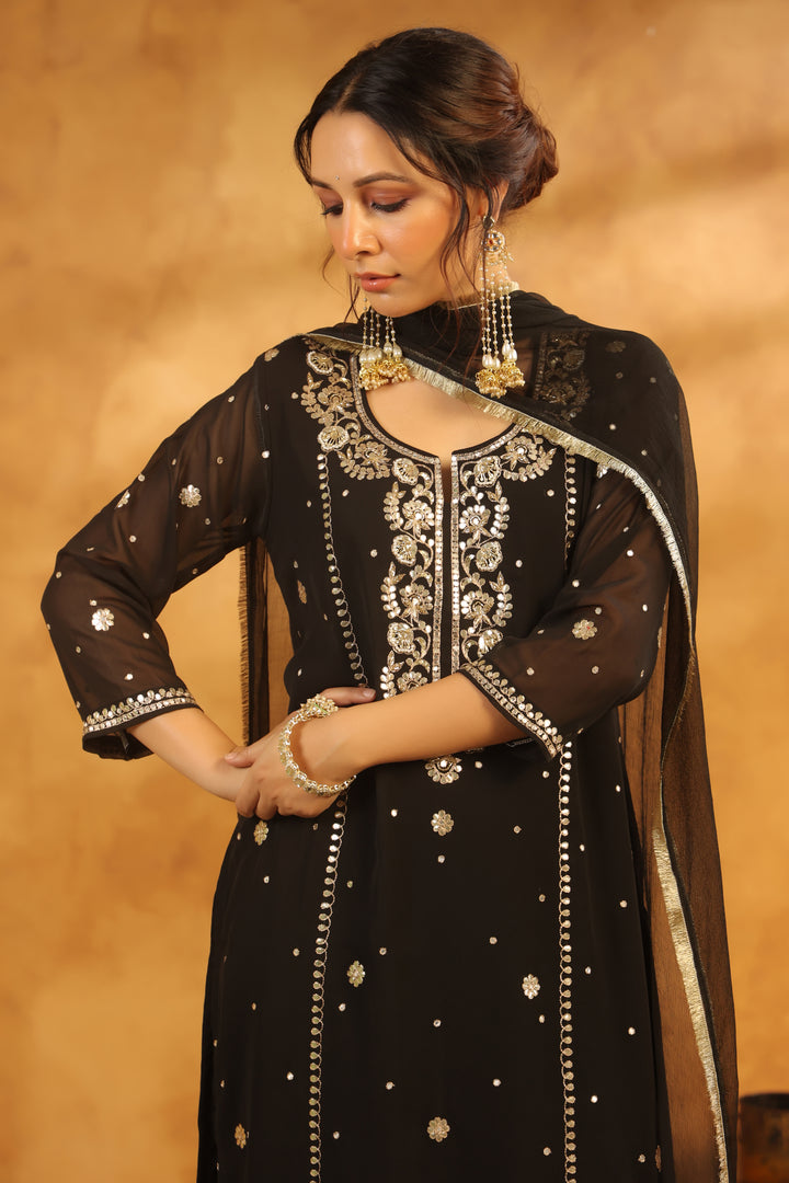 Lalita Black Georgette suit set