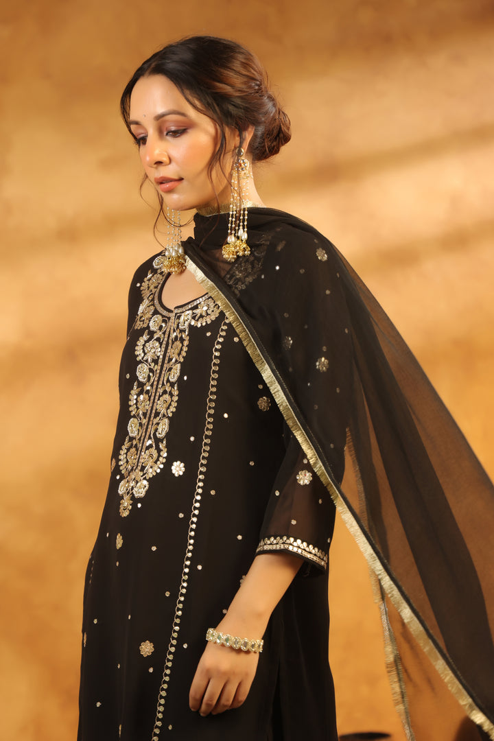 Lalita Black Georgette suit set