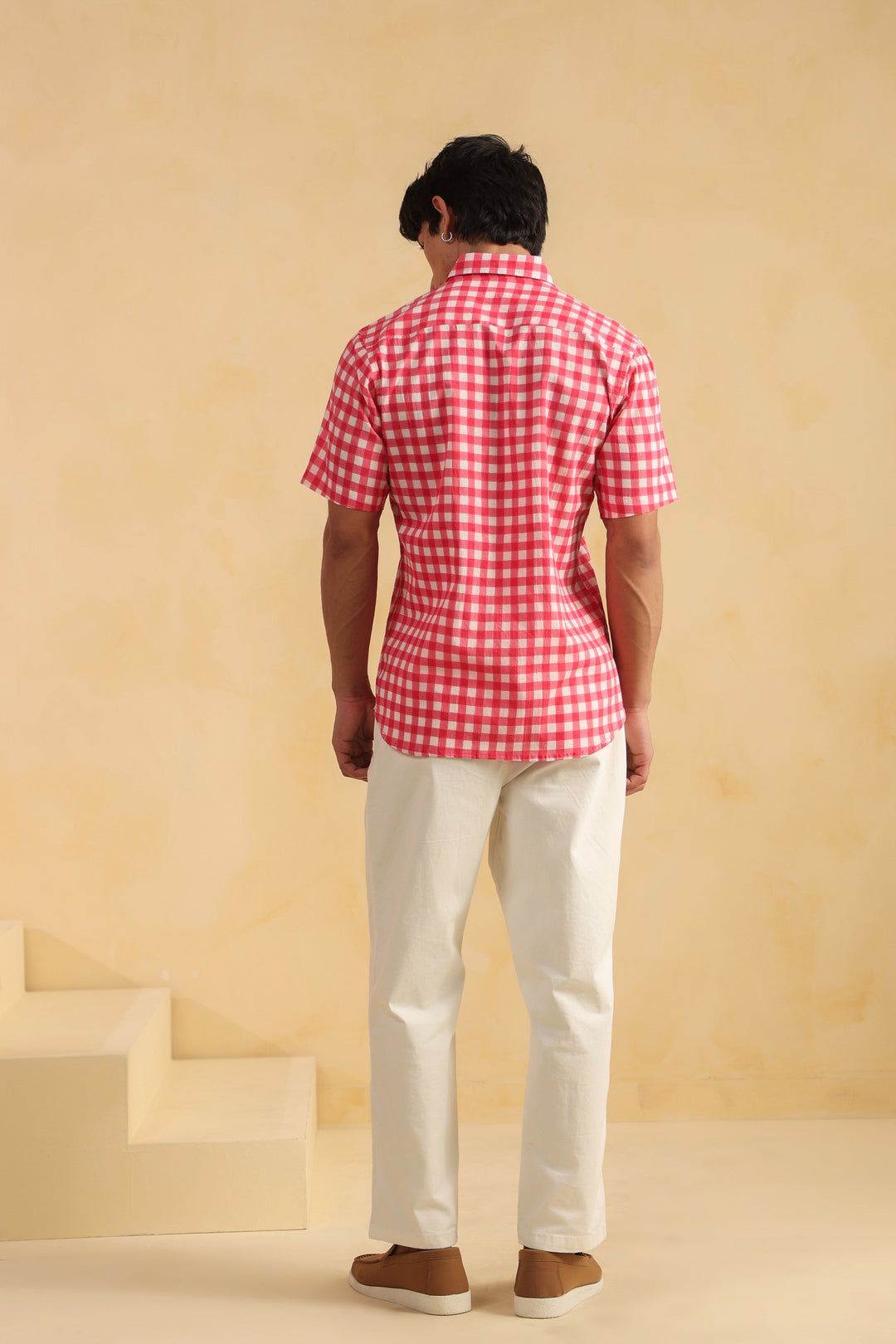 Pink Checks Half Sleeve Cotton Shirt