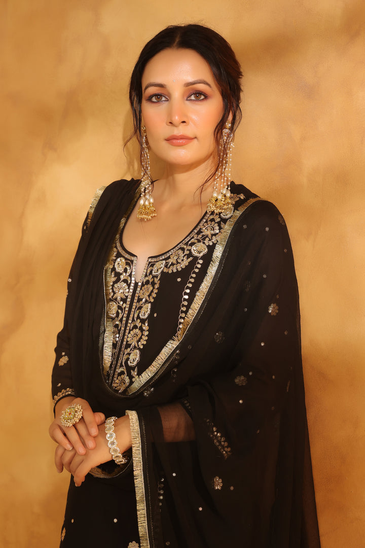 Lalita Black Georgette suit set