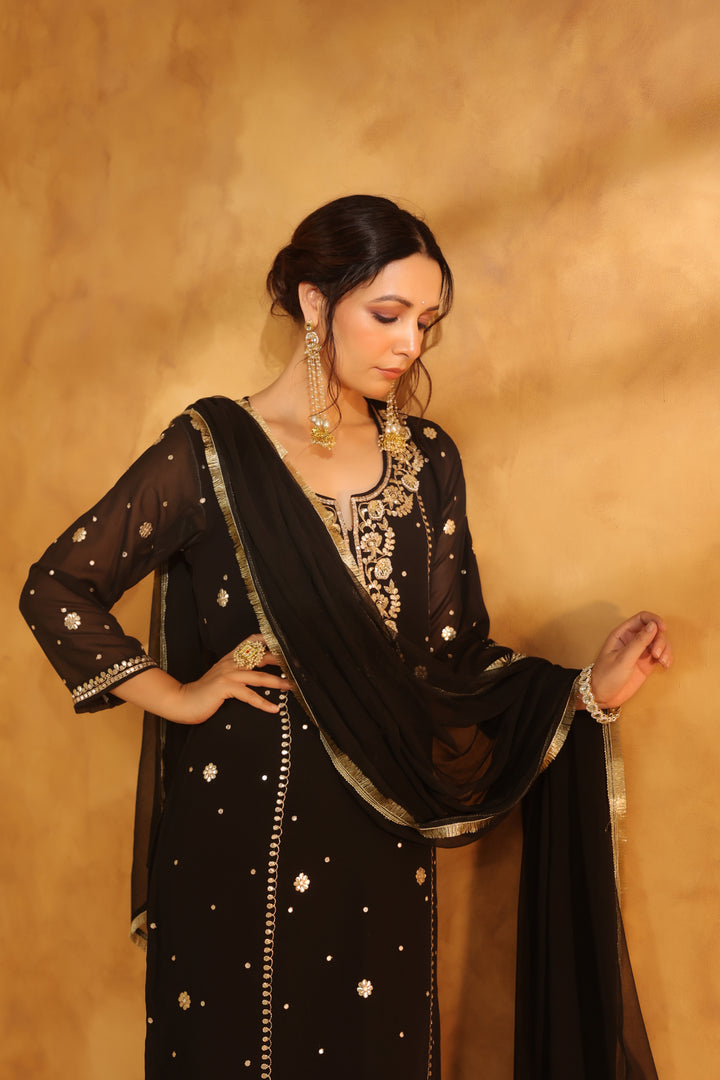Lalita Black Georgette suit set