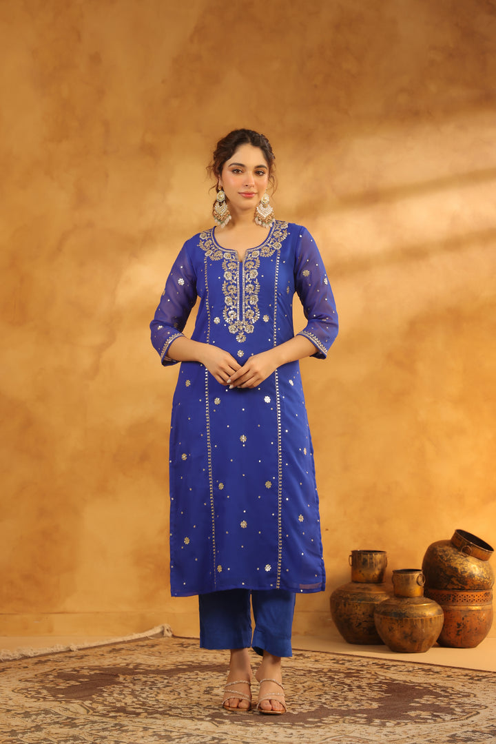 Riddhi Blue Georgette Suit Set