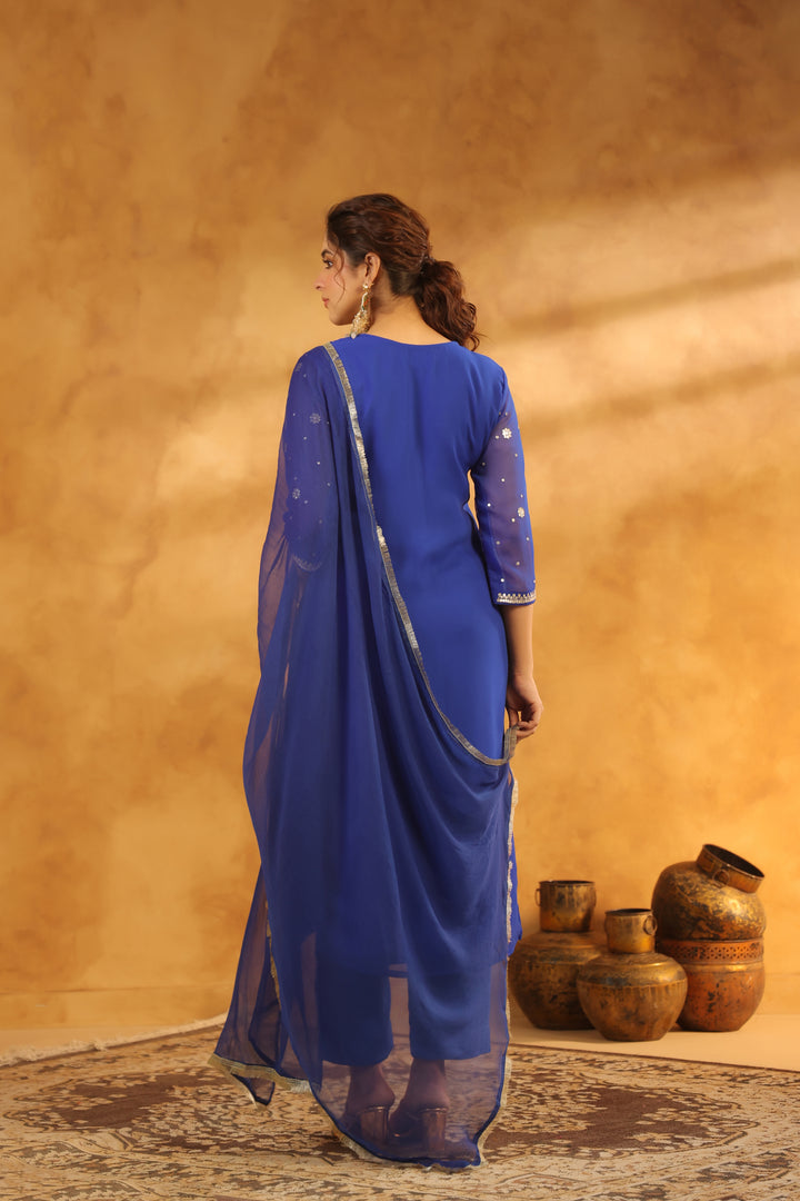 Riddhi Blue Georgette Suit Set