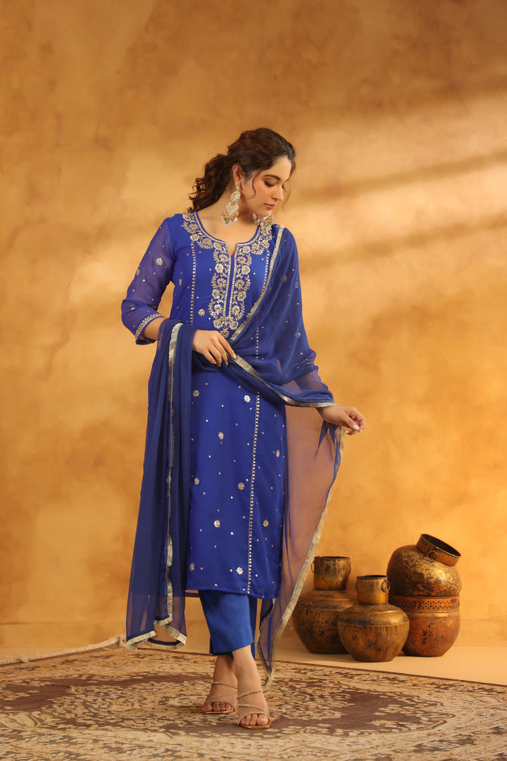 Riddhi Blue Georgette Suit Set