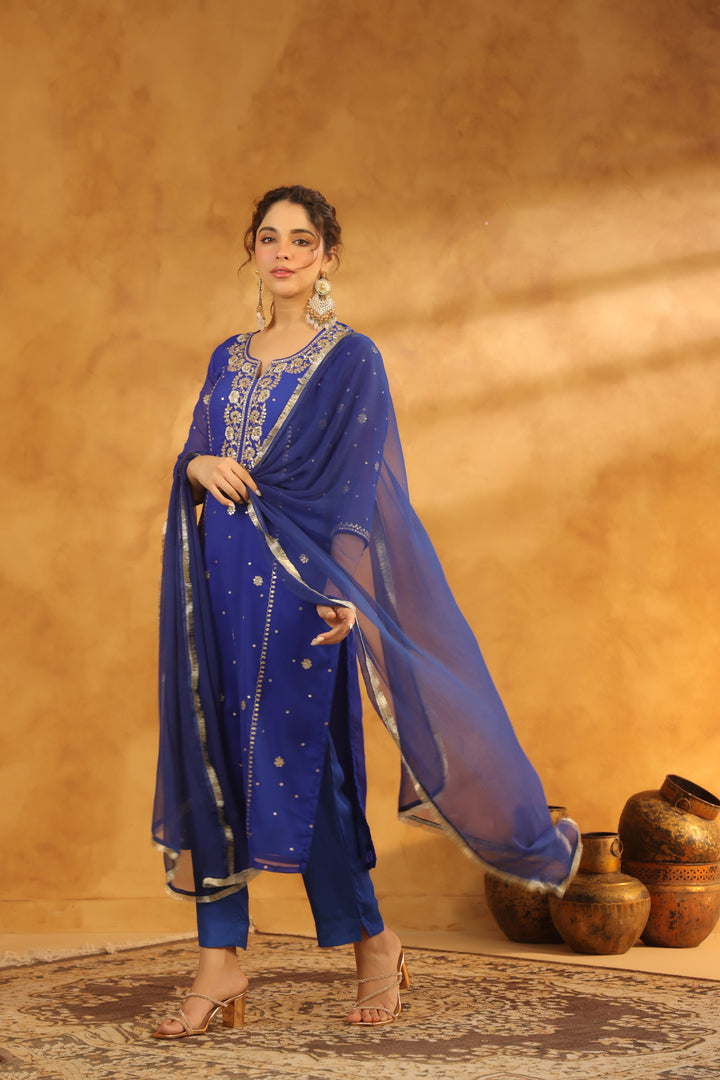 Riddhi Blue Georgette Suit Set