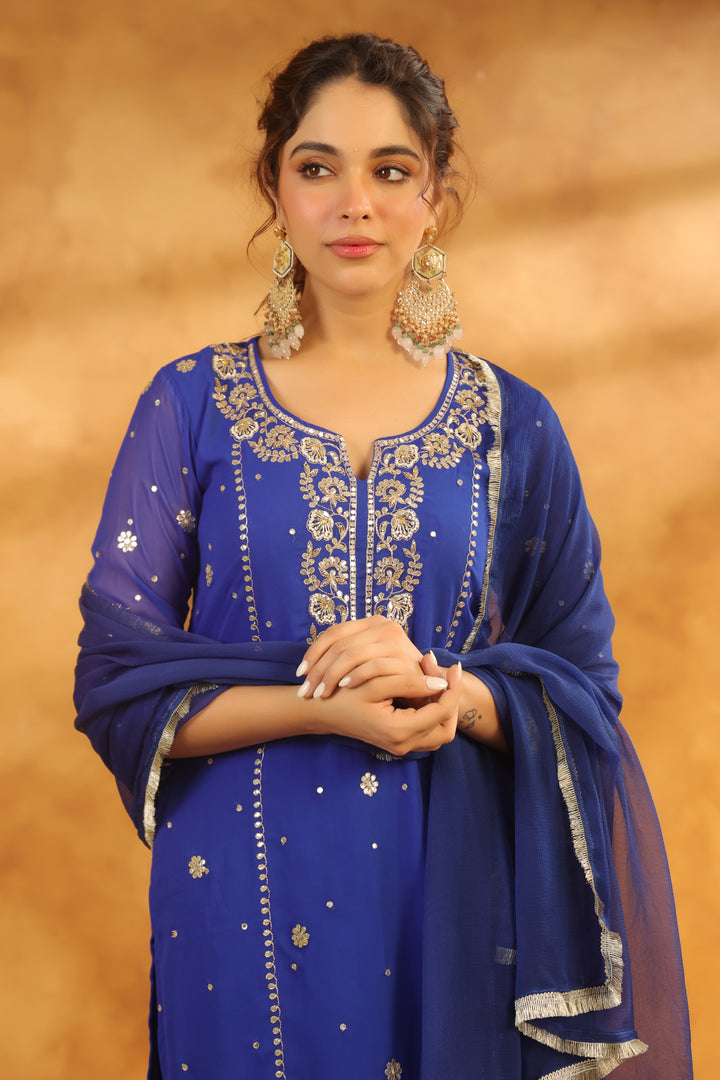Riddhi Blue Georgette Suit Set
