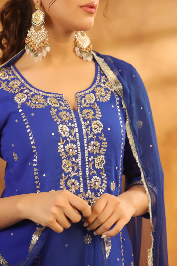 Riddhi Blue Georgette Suit Set