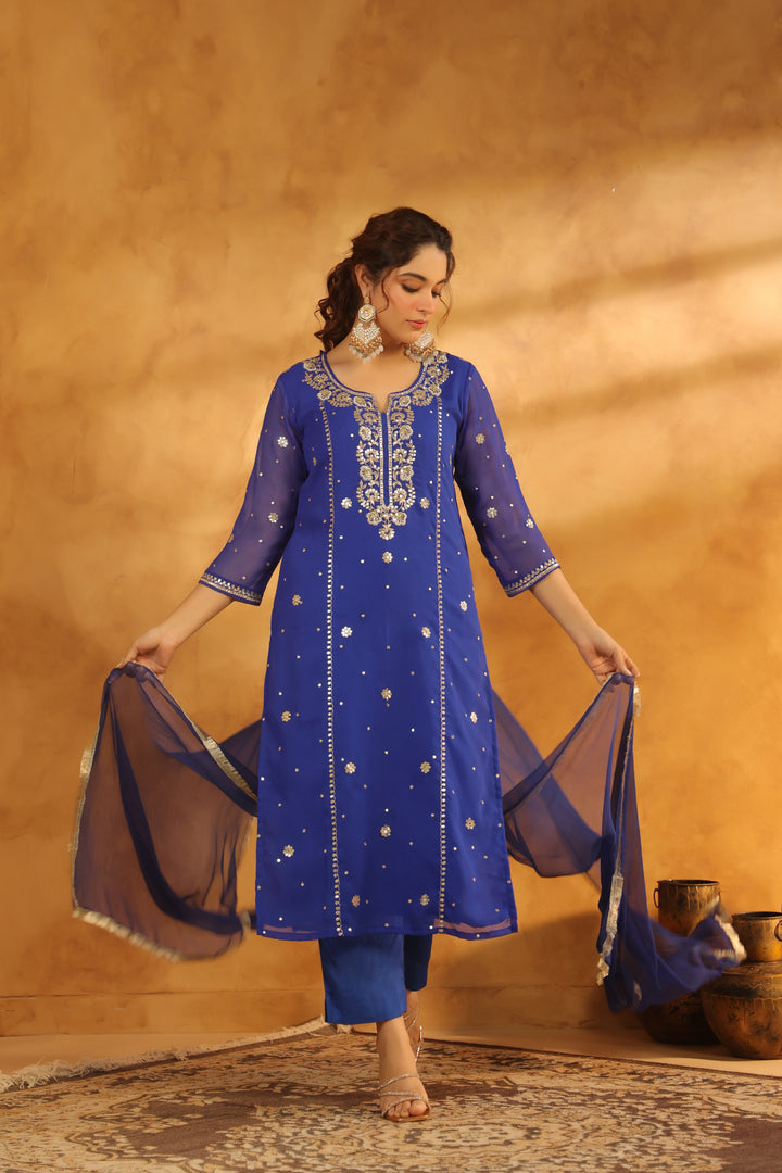 Riddhi Blue Georgette Suit Set