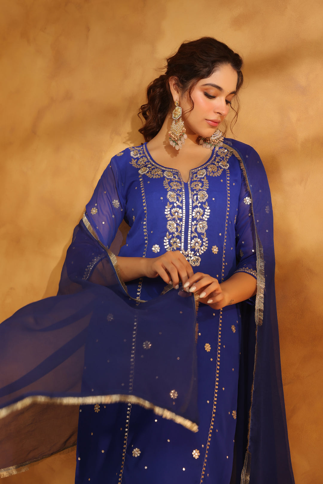 Riddhi Blue Georgette Suit Set