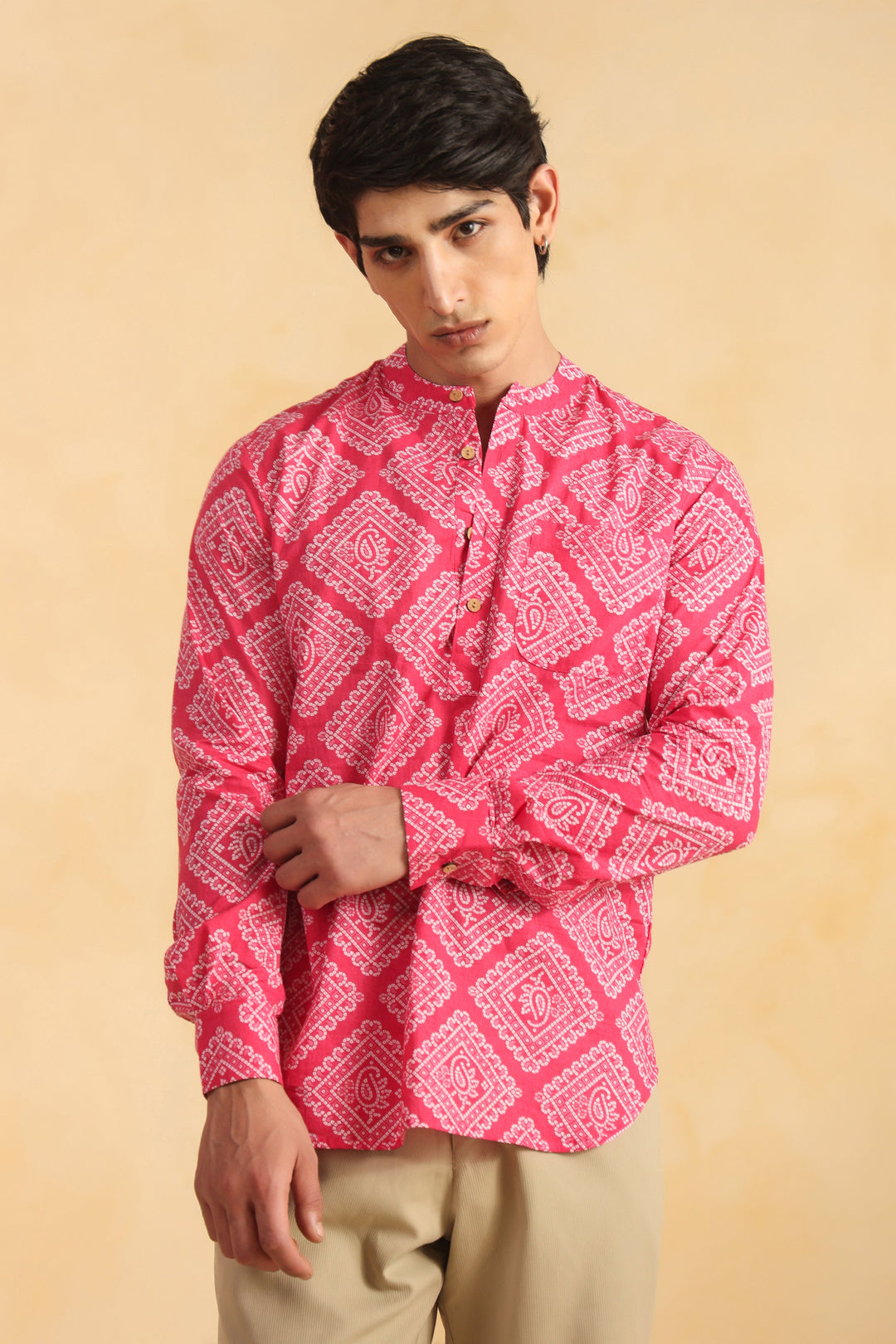 Pink Full Sleeve Shirt Kurta