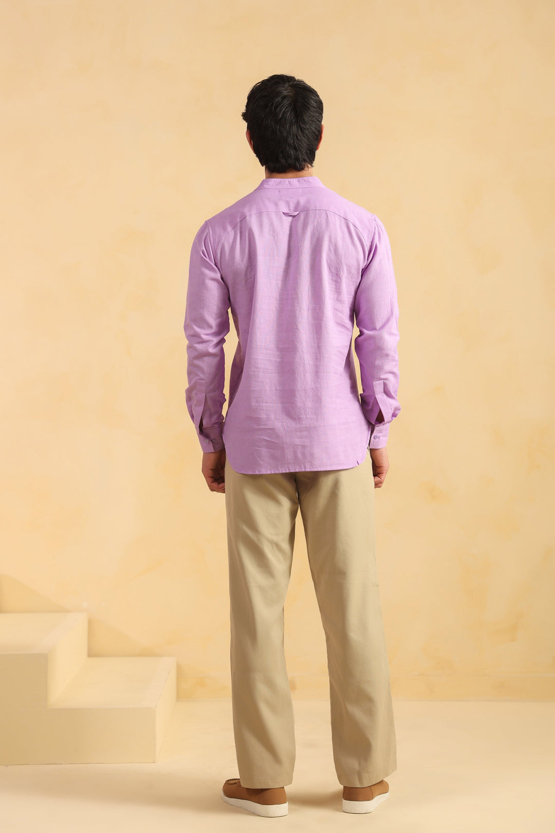 Purple Linen Blend Shirt Kurta