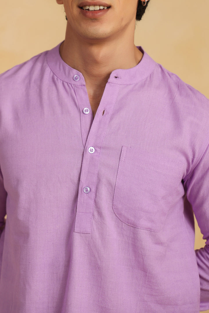 Purple Linen Blend Shirt Kurta