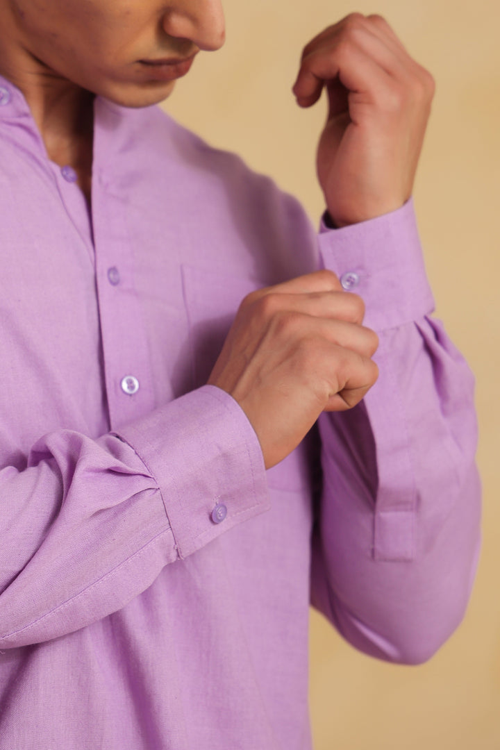 Purple Linen Blend Shirt Kurta