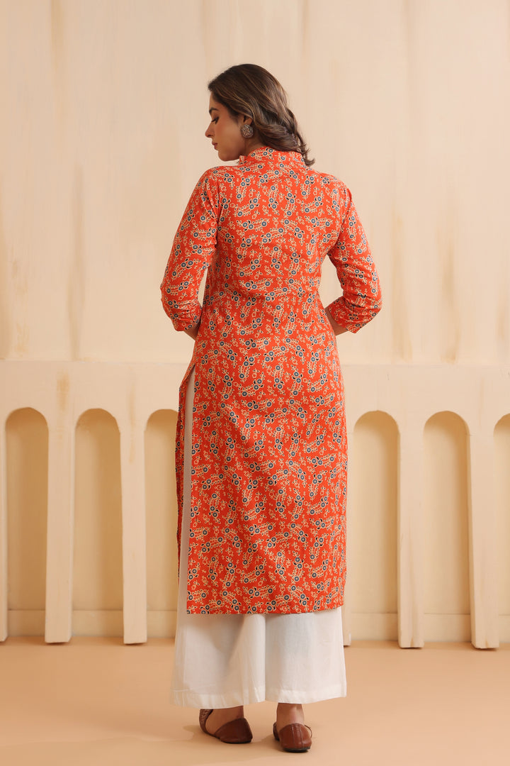 Jiyana Orange Cotton Kurta
