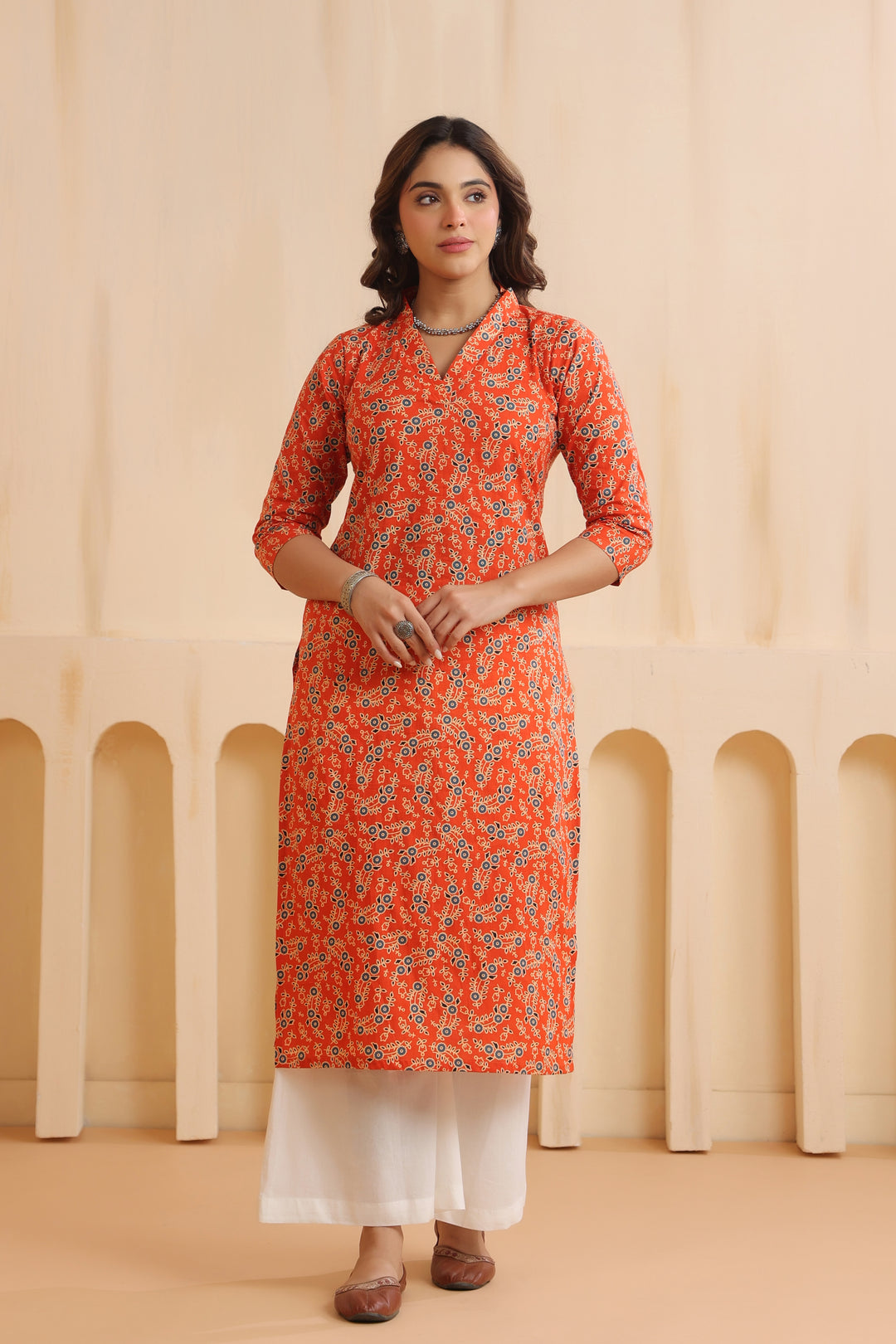Jiyana Orange Cotton Kurta