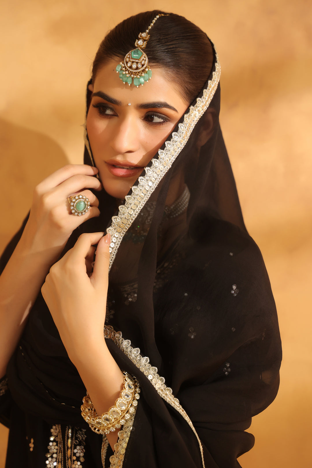 Indira black chanderi suit set