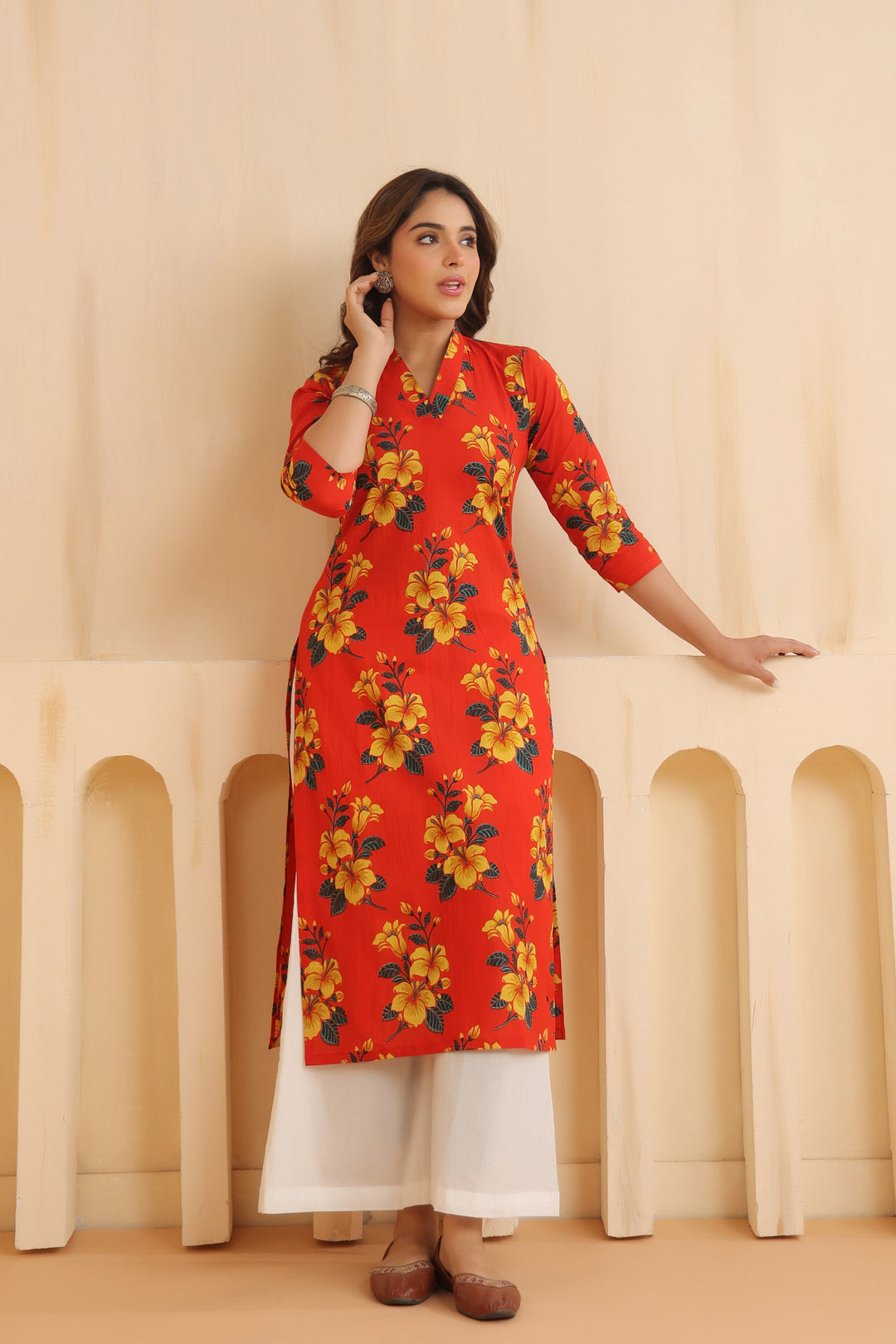 Rahi Red Cotton Kurta