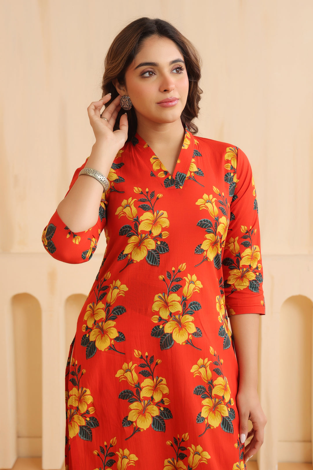 Rahi Red Cotton Kurta