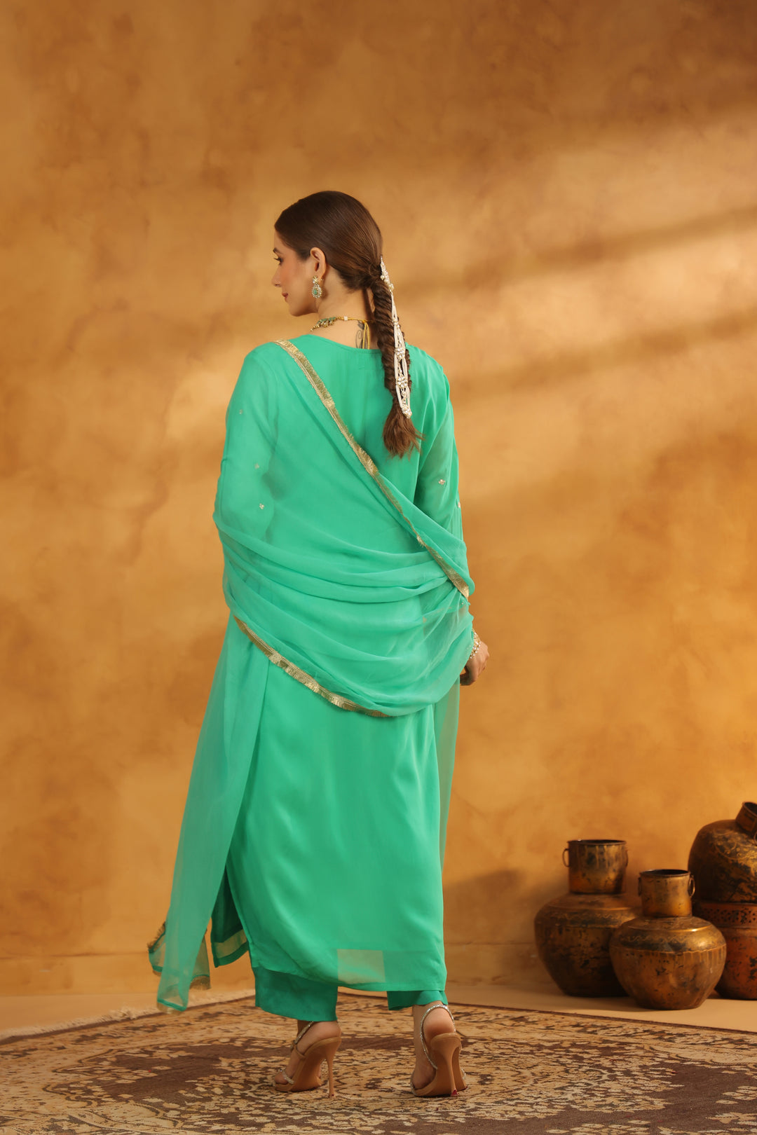 Dhanshri Mint Green georgette suit set