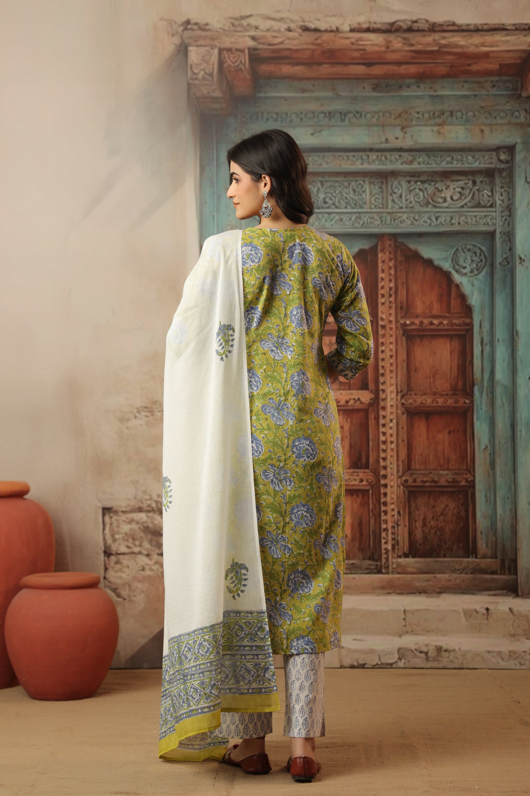 Roshni Lime Cotton Suit Set