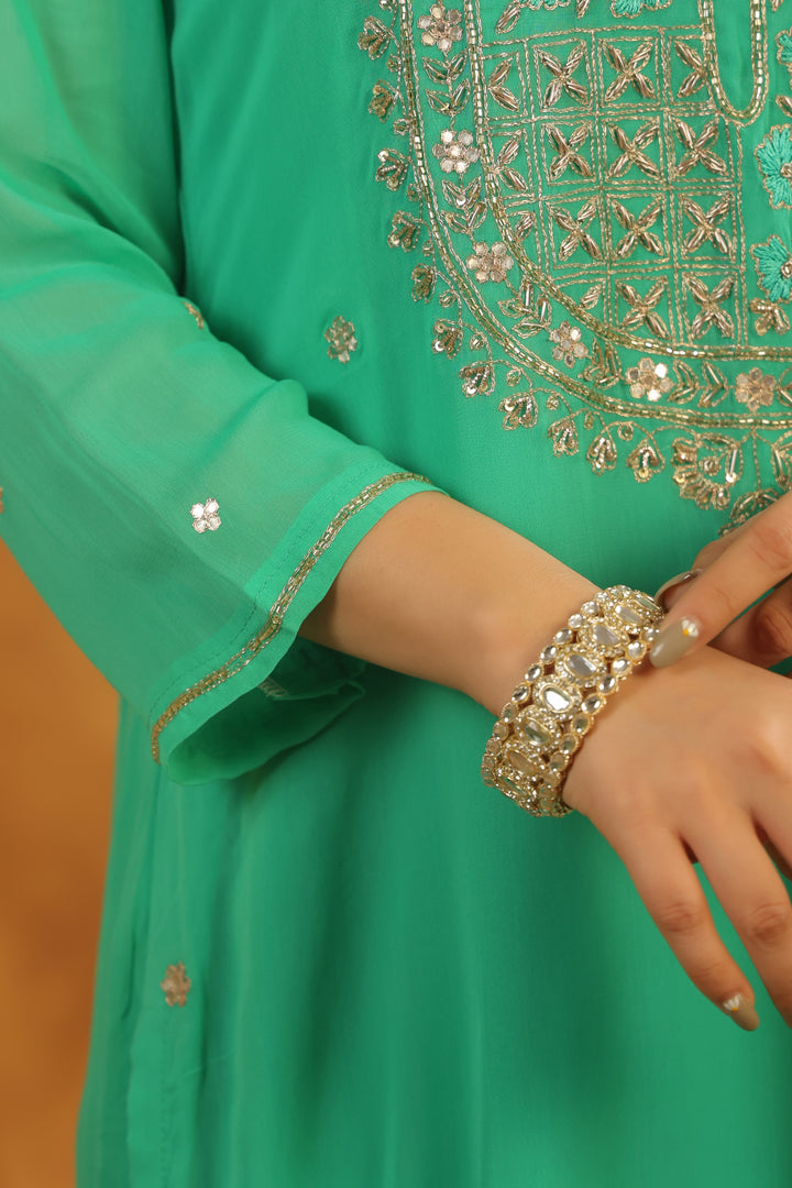 Dhanshri Mint Green georgette suit set