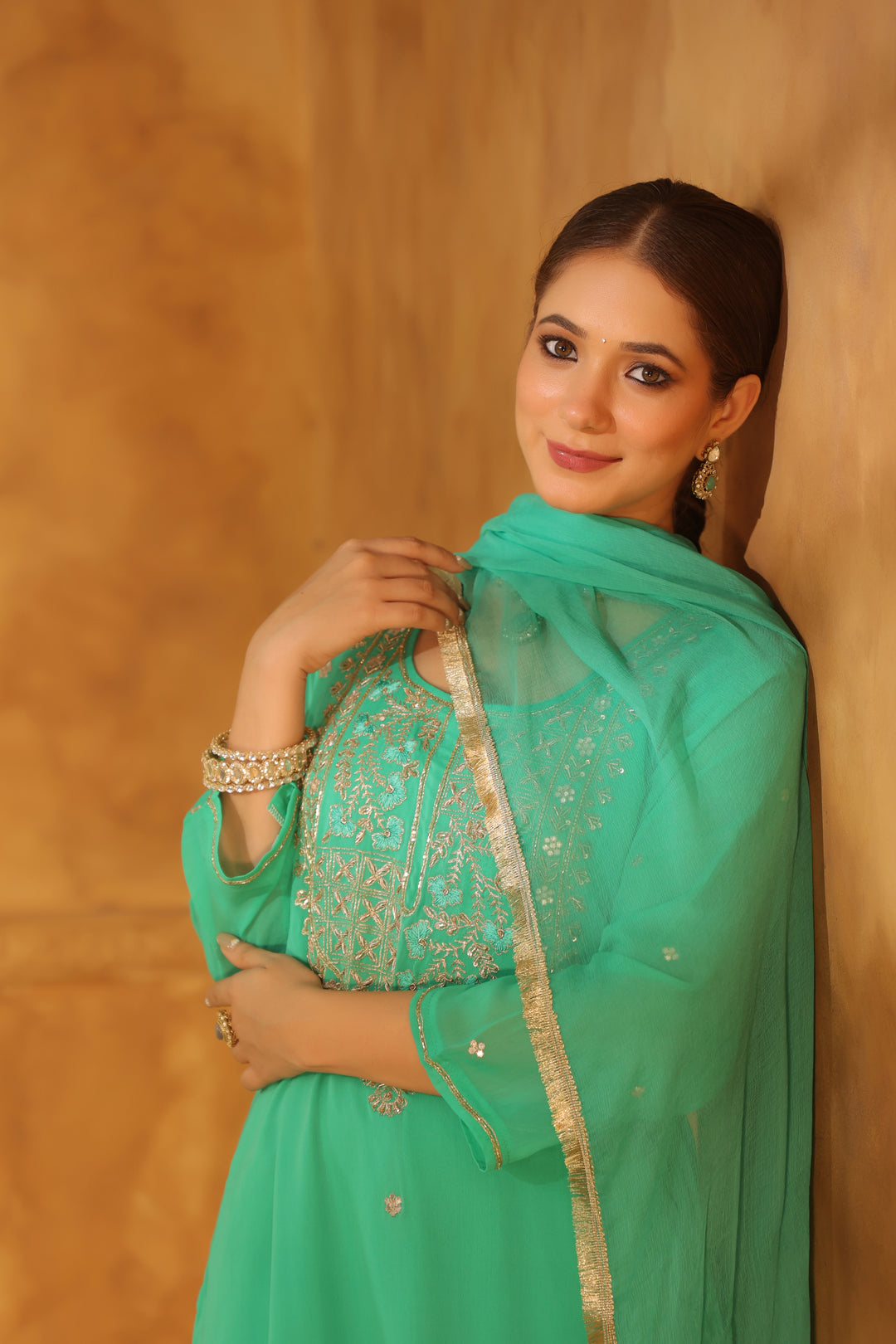 Dhanshri Mint Green georgette suit set