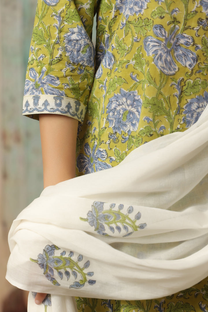 Roshni Lime Cotton Suit Set