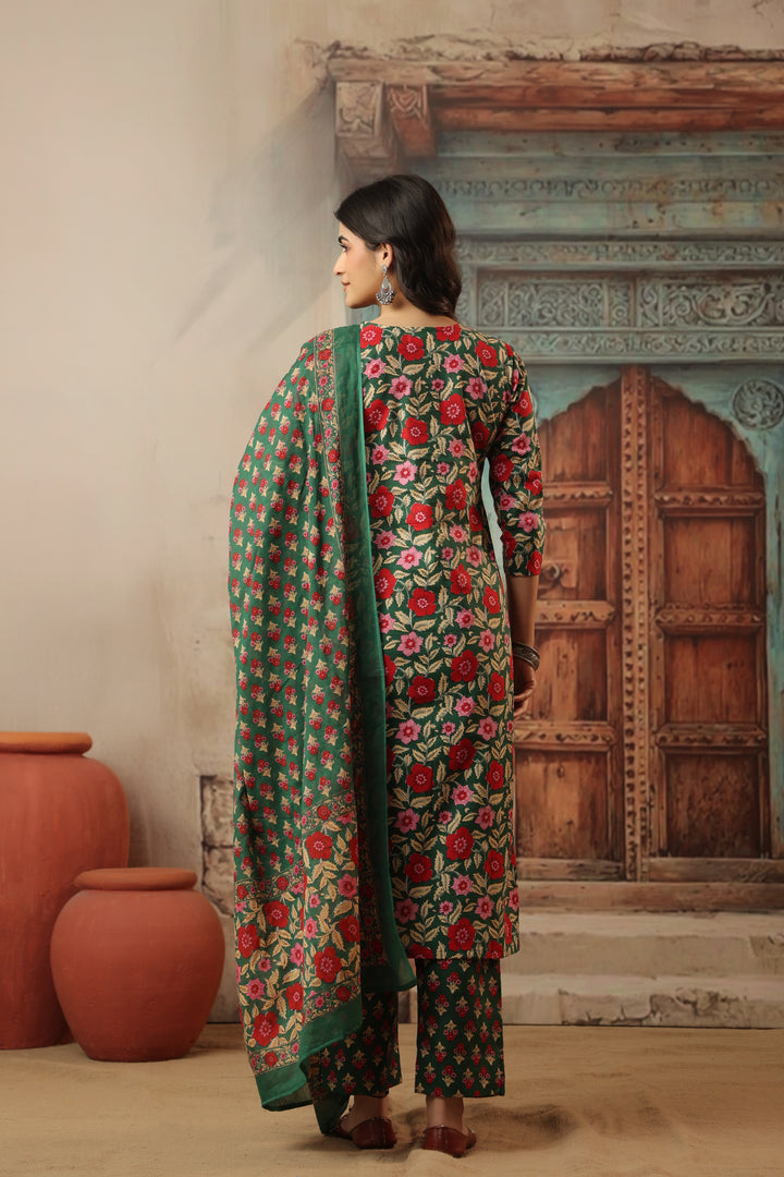 Sirohi Green Cotton Suit Set