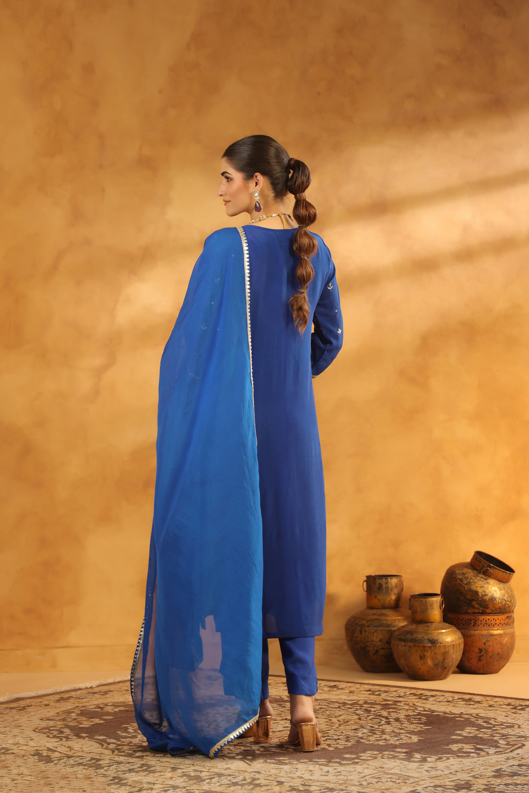 Ruhi Blue Crepe Suit Set