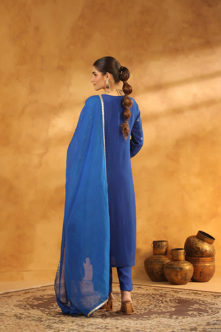 Ruhi Blue Crepe Suit Set