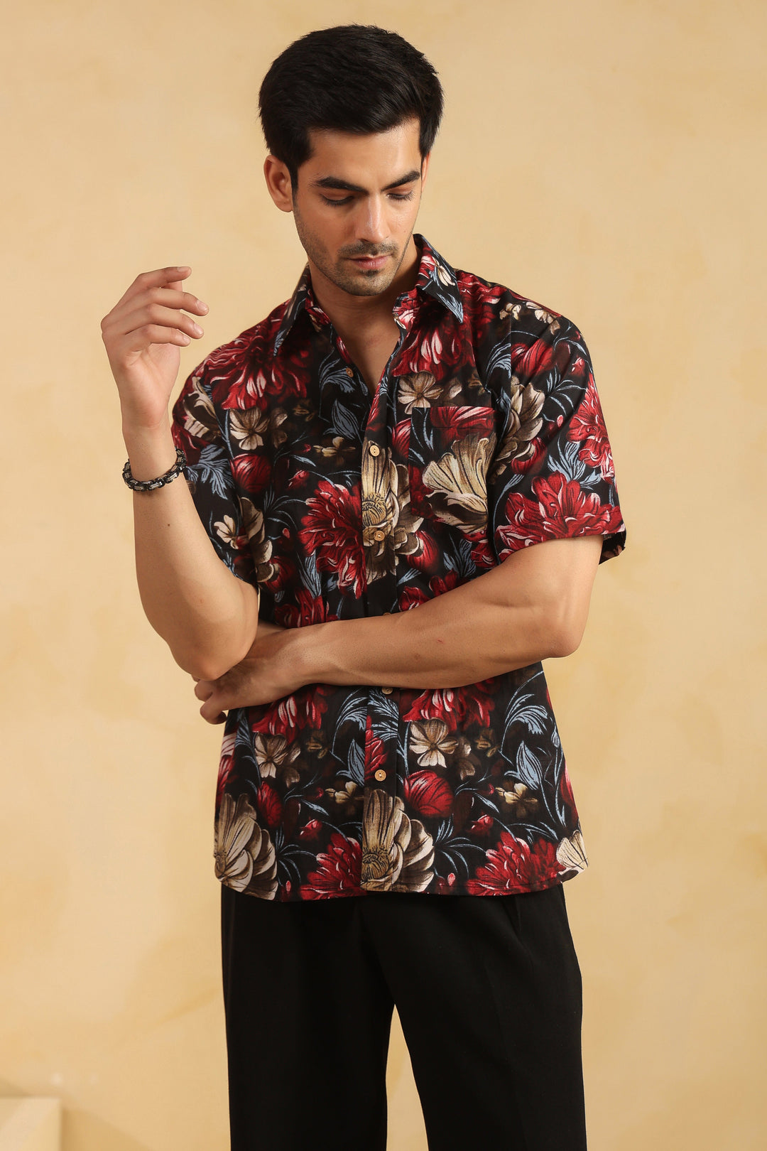 Black Regular Fit Cotton Shirt
