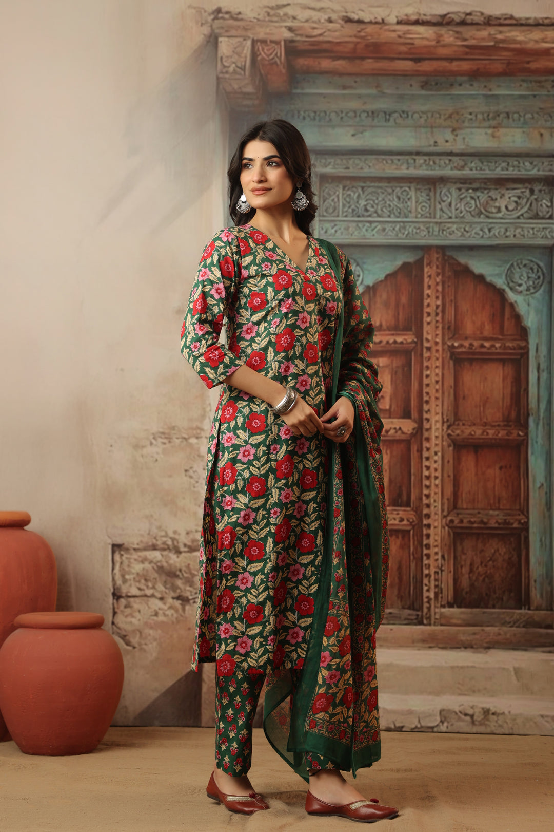 Sirohi Green Cotton Suit Set