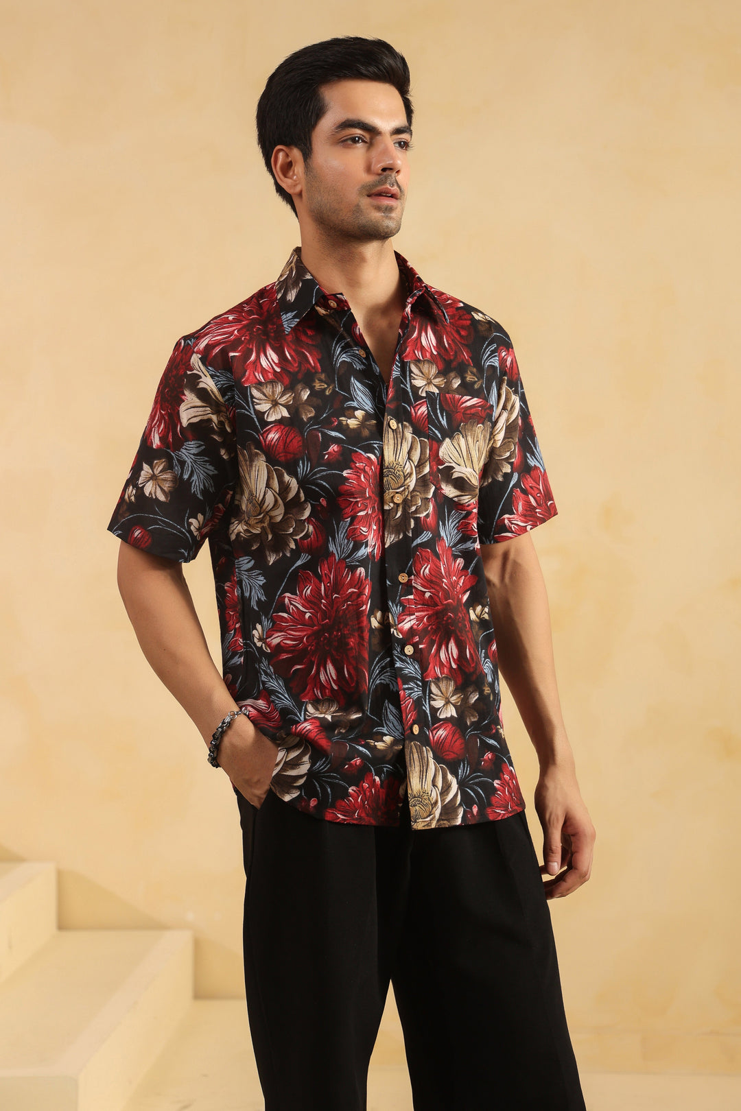 Black Regular Fit Cotton Shirt