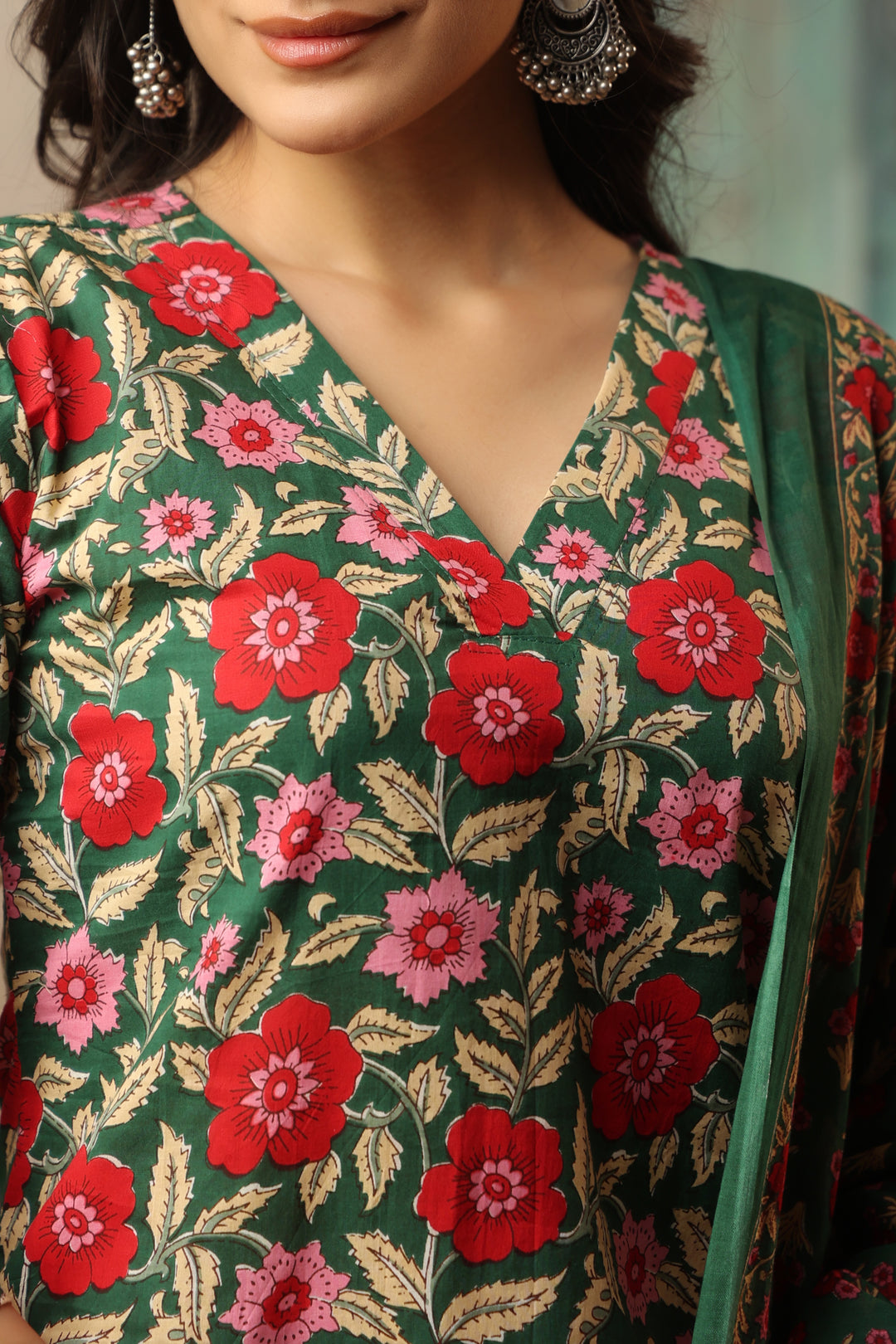 Sirohi Green Cotton Suit Set