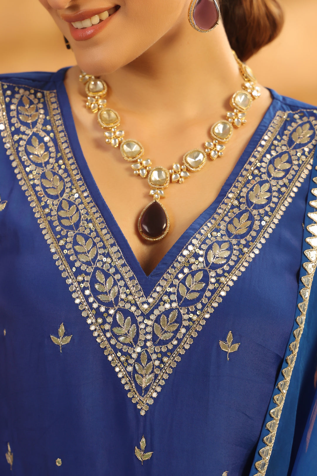 Ruhi Blue Crepe Suit Set