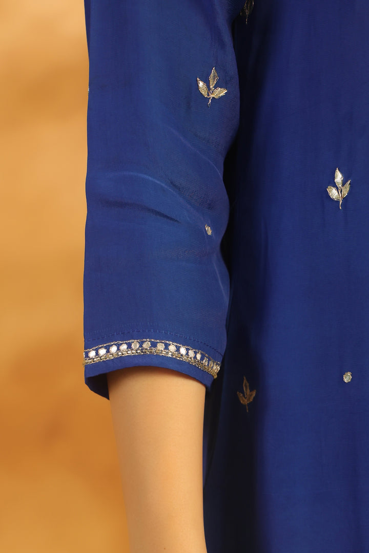 Ruhi Blue Crepe Suit Set