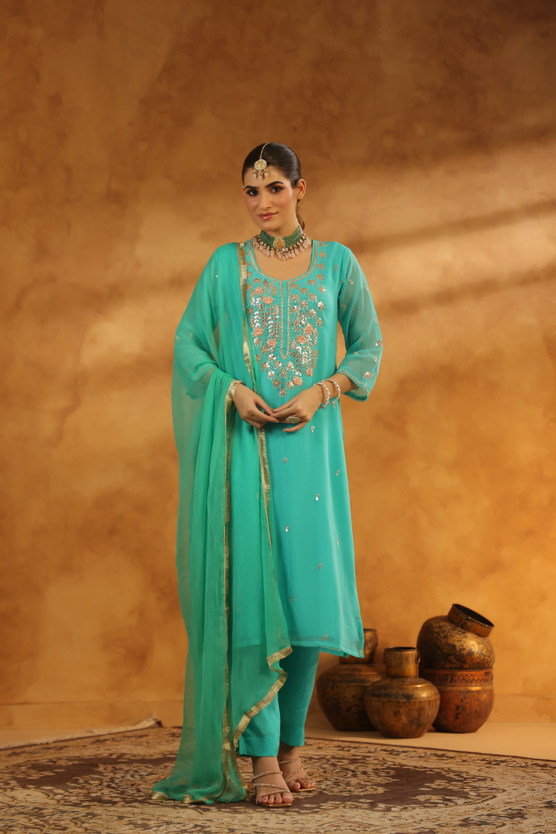 Tattva Mint Green Georgette Set