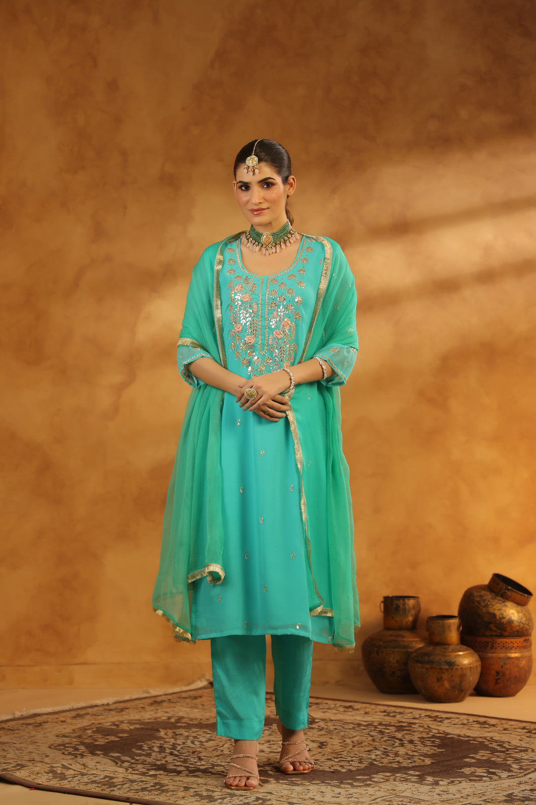 Tattva Mint Green Georgette Set