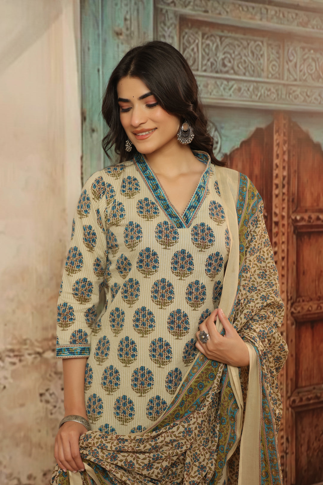 Sarika Blue Straight Suit Set