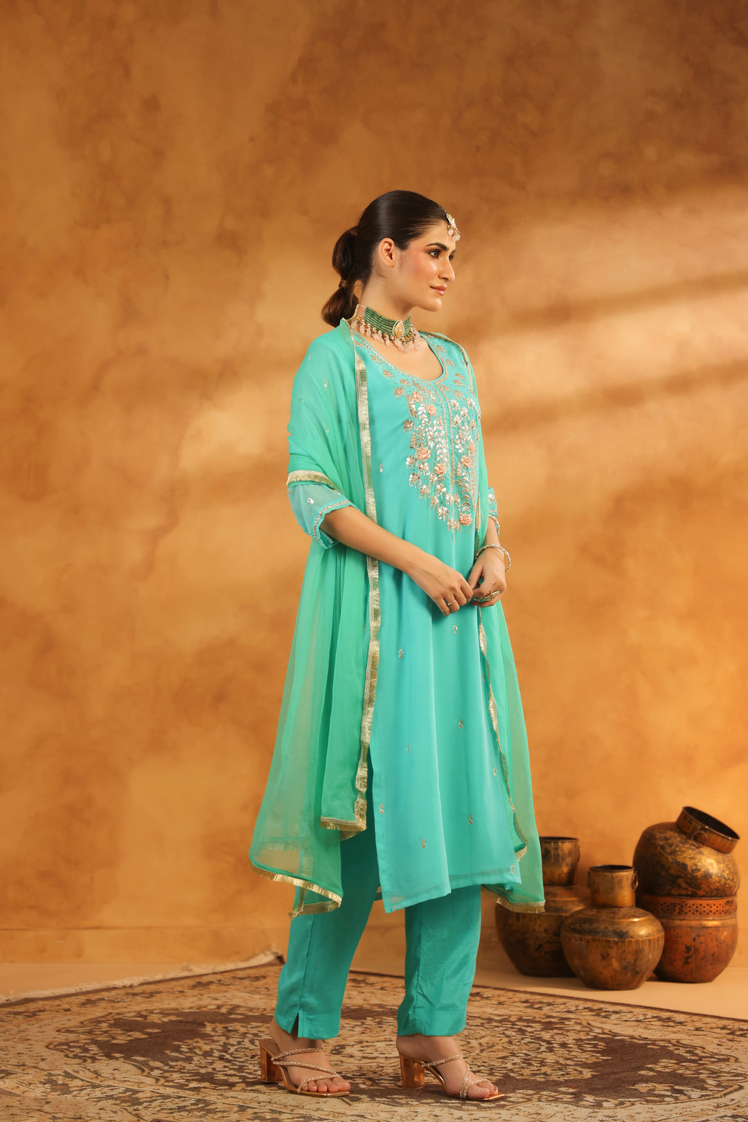 Tattva Mint Green Georgette Set